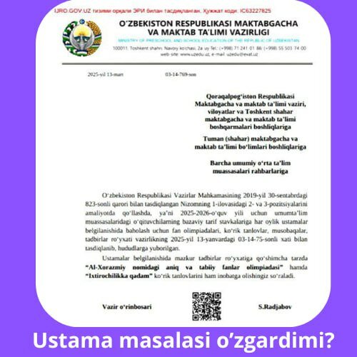 Ustama belgilashda inobatga olinadigan tanlovlar ro‘yxati kengaymoqda